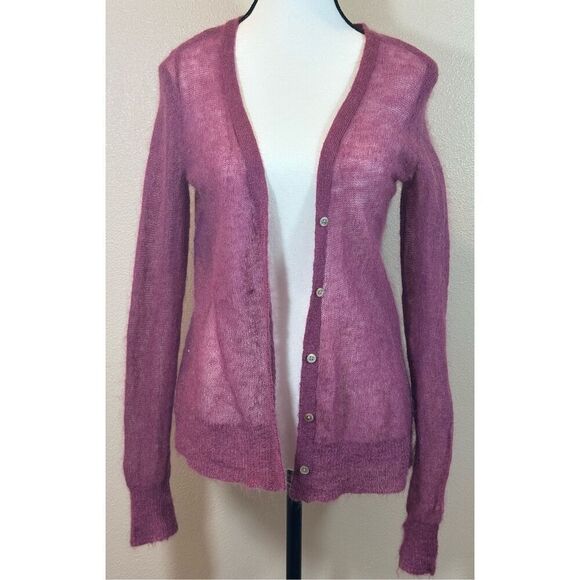 J. Jill Magenta Button Mohair Wool Blend Lightweight Cardigan Sweater Women’s XS - Picture 1 of 8